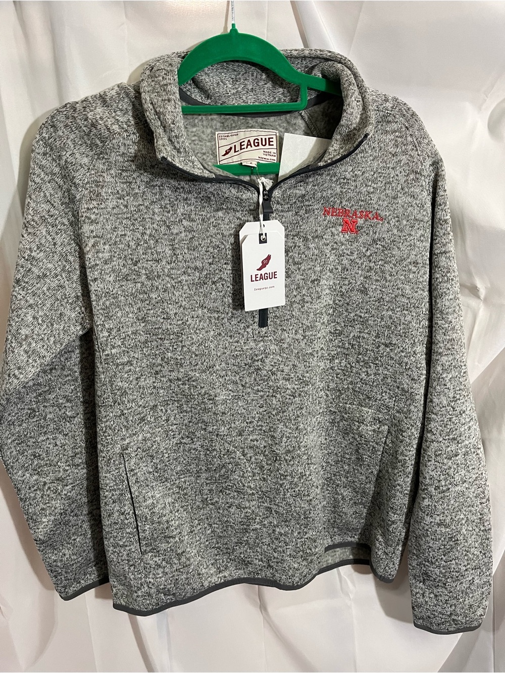 League Collegiate Wear Nebraska Cornhuskers 1/4 Zip Pullover Heather Gray Medium